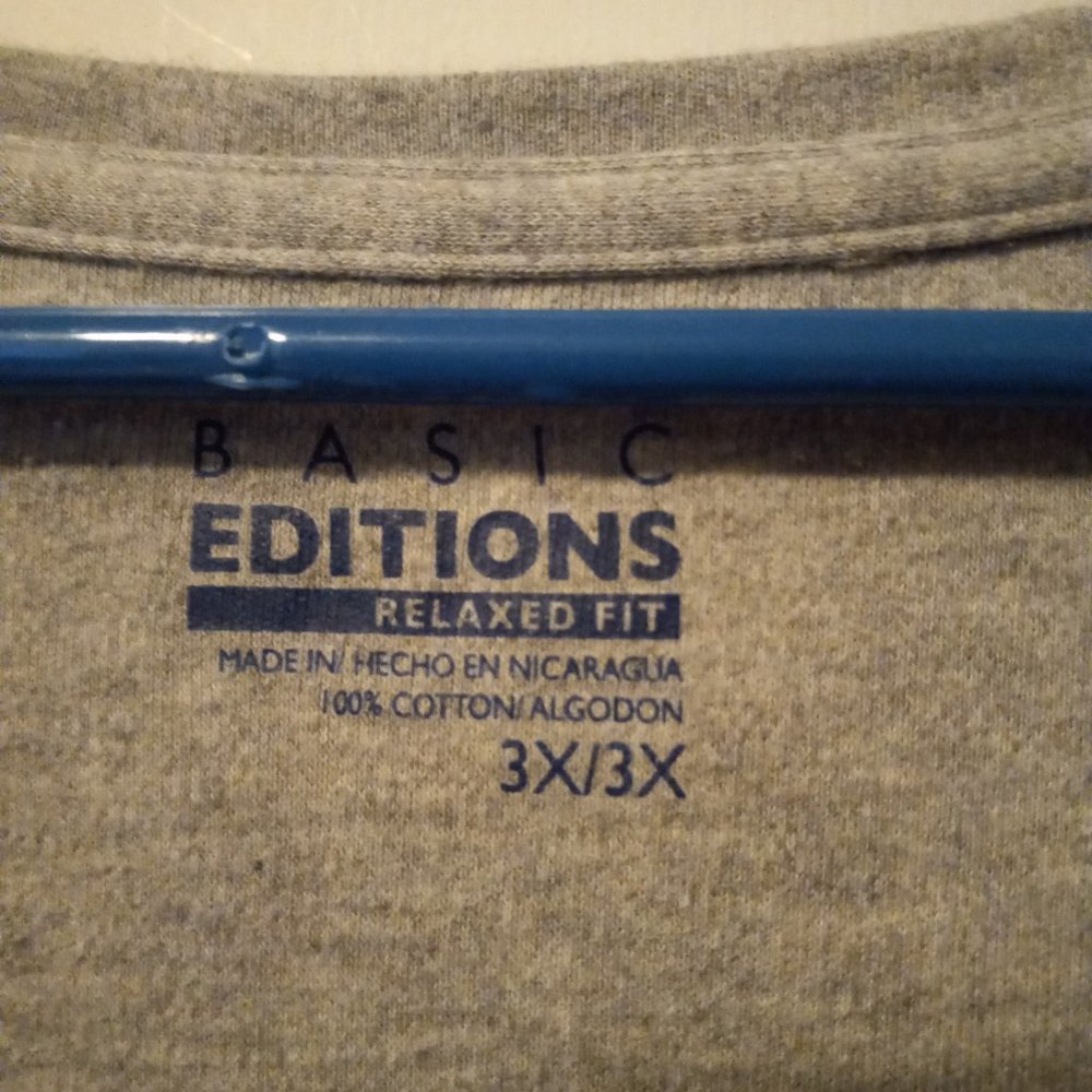 Basic Editions Relaxed Fit  3X Gray Short Sleeve Tee - Picture 2 of 2